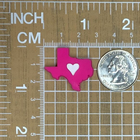 NWOT Pink Texas White Heart Croc Charm US State - Picture 3 of 3